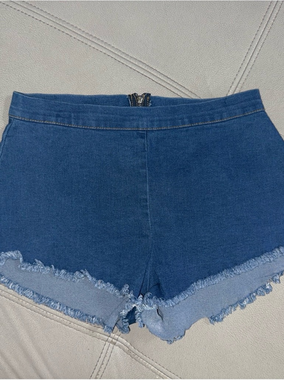 Better Be Dark Blue High-Waist Frayed Hem Jean Shorts